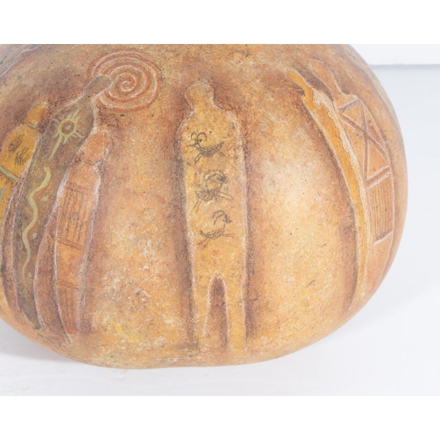Tan Jolee Schlea 1996 Hand-Painted Gourd Vase For Sale - Image 8 of 8