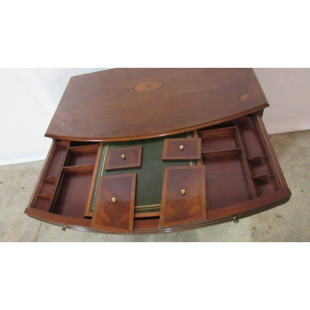 Wood 1980s White Bowfront Chest Mahogany Banded Amazing Server Silver Chest For Sale - Image 7 of 11