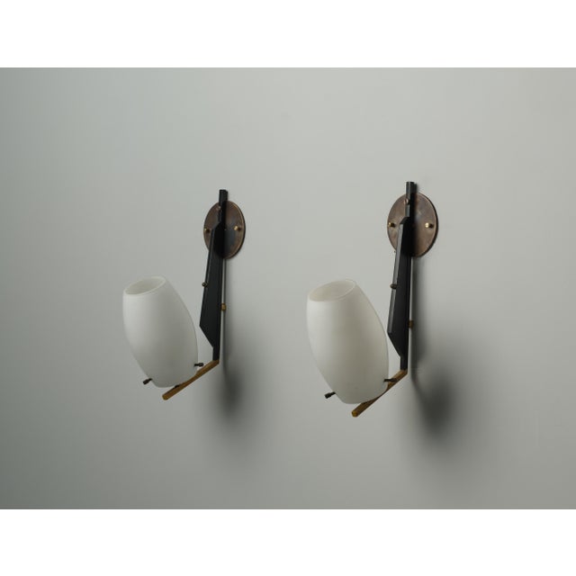 Black Mid-Century Italian Wall Lamps, 1950s, Set of 2 For Sale - Image 8 of 8