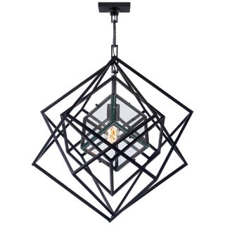 Kelly Wearstler for Visual Comfort Signature Cubist Small Chandelier in Aged Iron For Sale