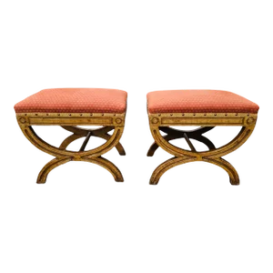Pair of Early 19th Century Regency Giltwood Curule Stools