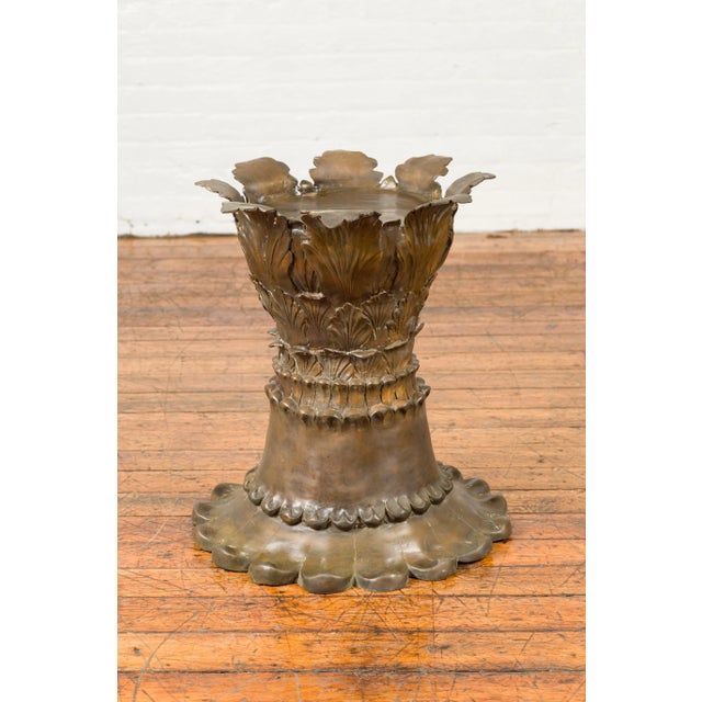 Contemporary Bronze Acanthus Leaves & Palmettes Flower Pedestal For Sale - Image 4 of 12