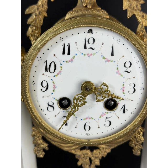 Antique French Mantel Clock Set in Gilt Bronze, 1800s, Set of 3 For Sale - Image 4 of 18