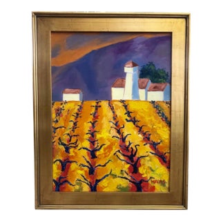 Contemporary Original Oil Painting Landscape Vineyards For Sale