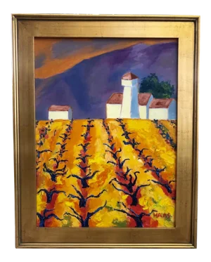 Contemporary Original Oil Painting Landscape Vineyards