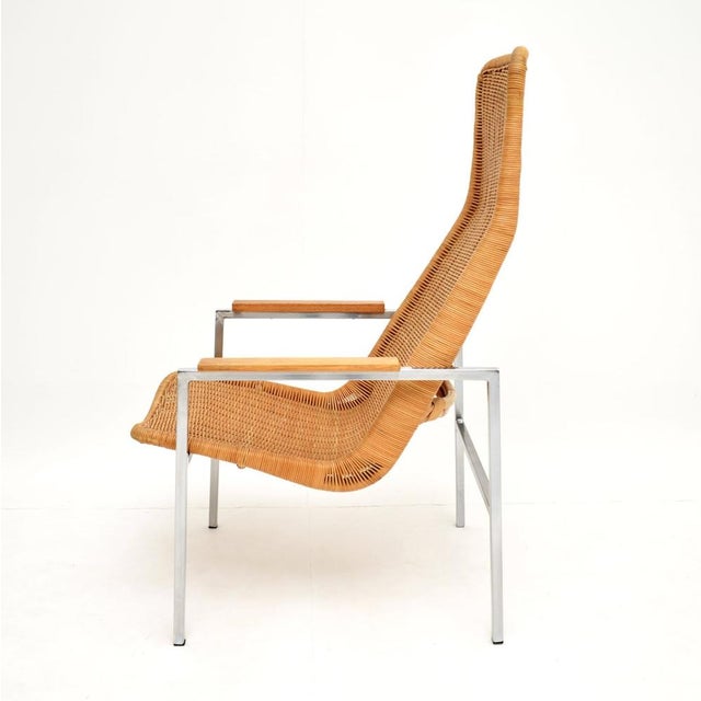 Wood Vintage Chrome and Rattan Armchairs by Dirk Van Sliedregt for Gebroeders Jonkers Noordwolde, 1960s, Set of 2 For Sale - Image 7 of 12