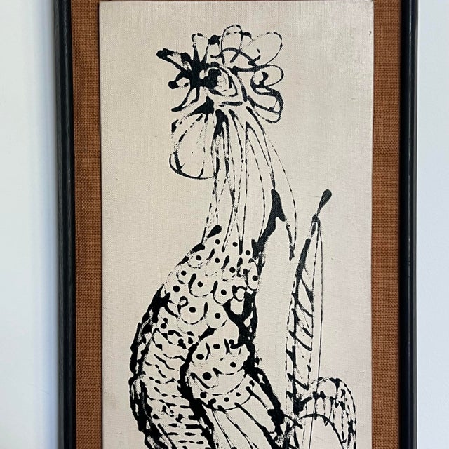 Beautiful abstract painting of rooster in the style of Picasso. Signed by Joseph C. Kalfel (1912–1972), a 20th-century...