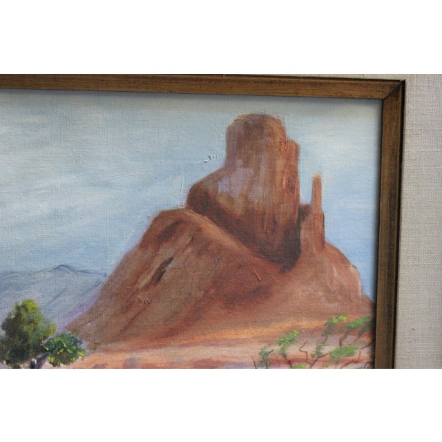Desert Landscape Oil Painting Adobe Mountain Framed Vintage Original
