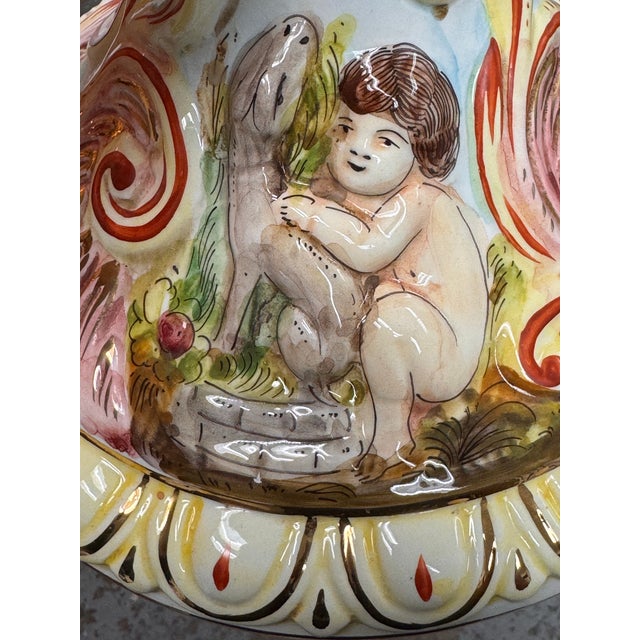 Capodimonte Italian Hand Painted Porcelain Urn For Sale - Image 9 of 12