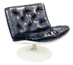 Space Age Leather Swivel Chair from Play, Italy, 1970s