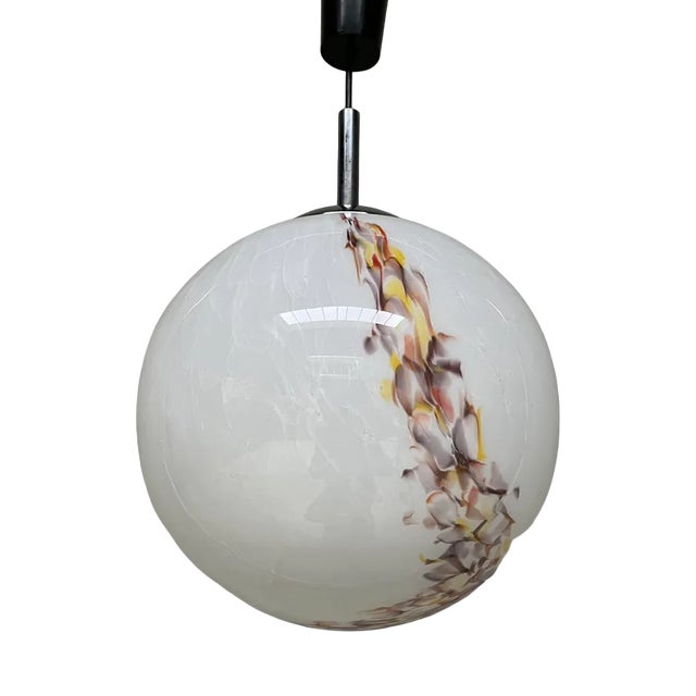 Marbled Glass Pendant Lamp, 1970s For Sale