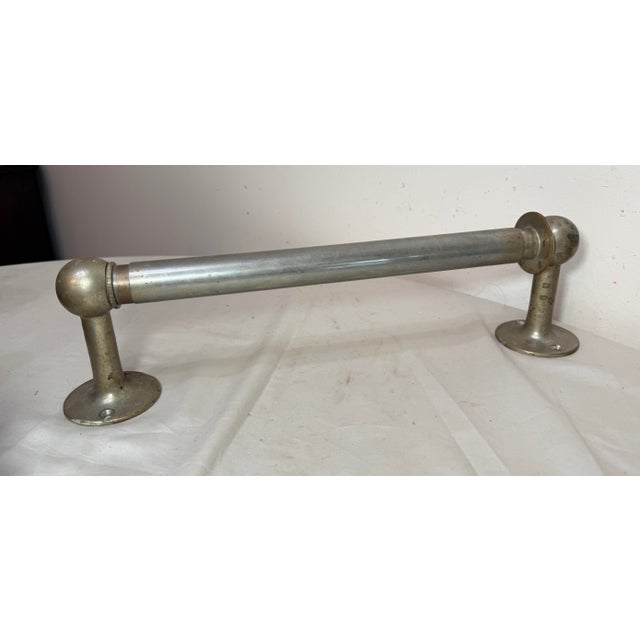 1920s Rare Antique Industrial Nickel Plated Brass Wall Mount Towel Rack Holder Fixture For Sale - Image 5 of 8