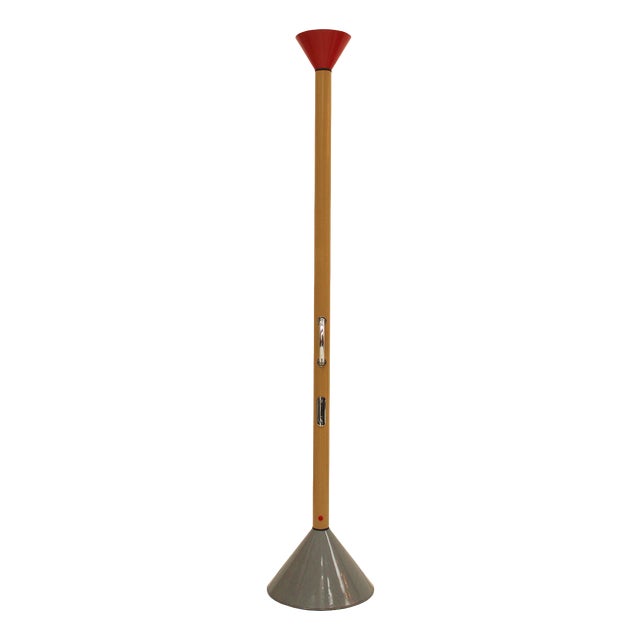 Red and Yellow Metallic Callimaco Floor Lamp by Ettore Sottsass for Artemide, 1980 For Sale