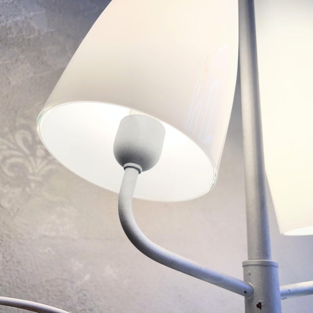 Space Age Table Lamp with Curved Opal Glass Shade and Two Lights attributed to Mazzega For Sale - Image 11 of 12