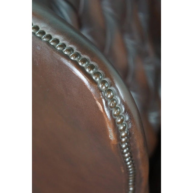 Vintage Brown Leather Armchair For Sale - Image 9 of 10