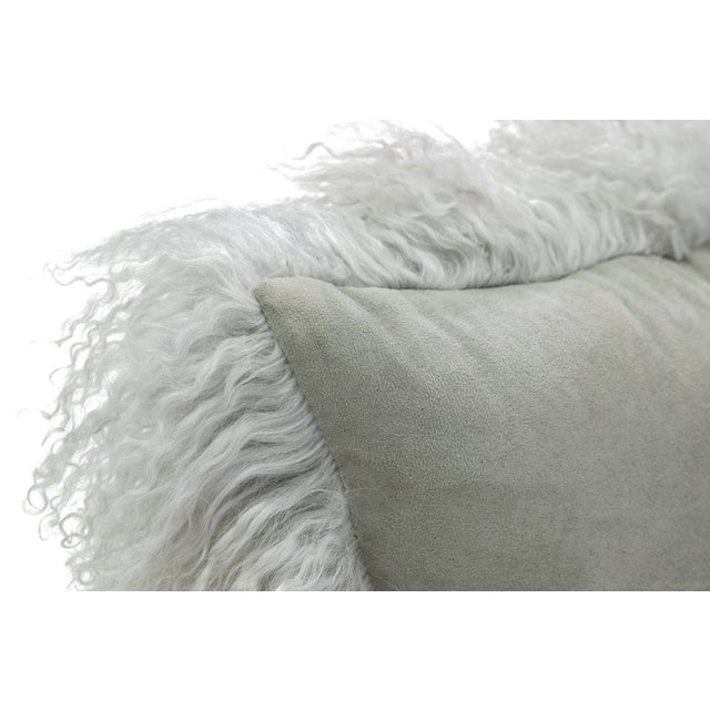 2020s Modern Mongolian Lamb Fur Single Side Pillow in Light Gray For Sale - Image 5 of 5