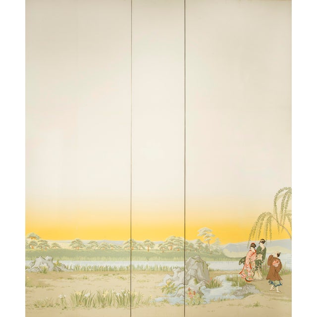 Beige Zuber, Japanese Garden Landscape Scene, 1890s, Paper, Framed For Sale - Image 8 of 11