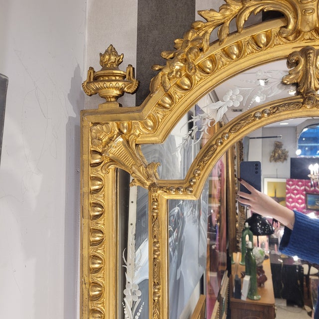 Napoleon III Carved and Gilded Wood Wall Mirror, France, 1880s For Sale - Image 12 of 18