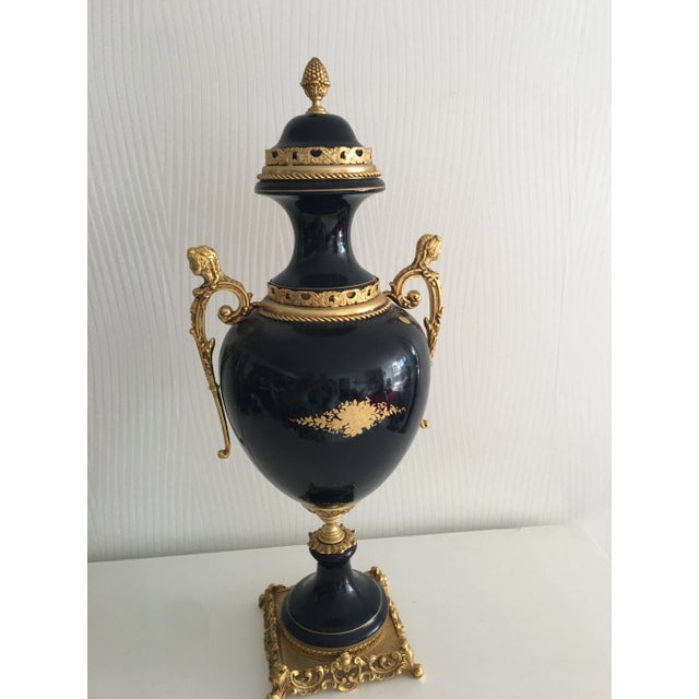 Victorian Late 19th Century Acf Victorian Romantic French Porcelain Gilt Vase For Sale - Image 3 of 13