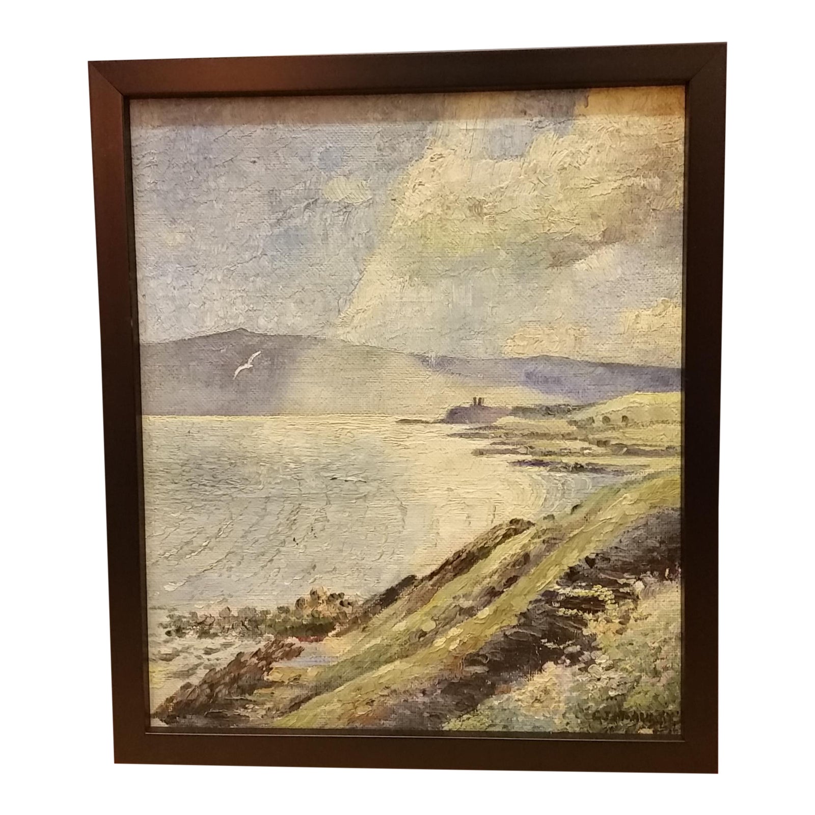 Coastal Seascape Framed Oil on Canvas Painting Chairish