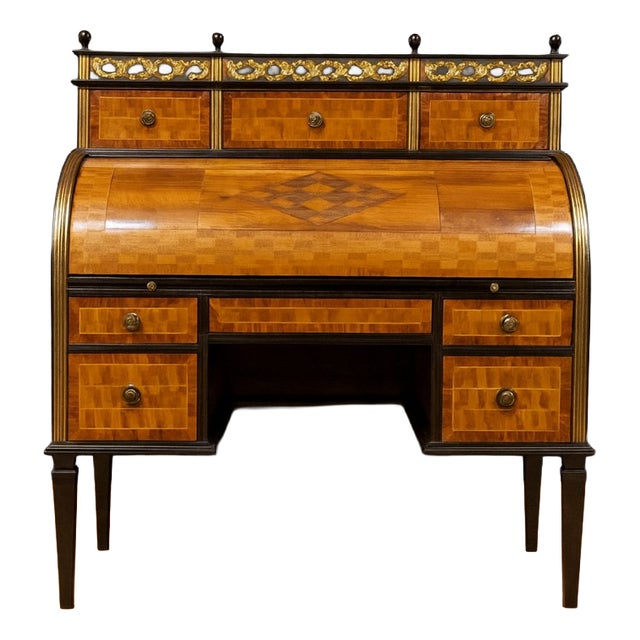 Louis XVI Marquetry Cylinder Desk For Sale