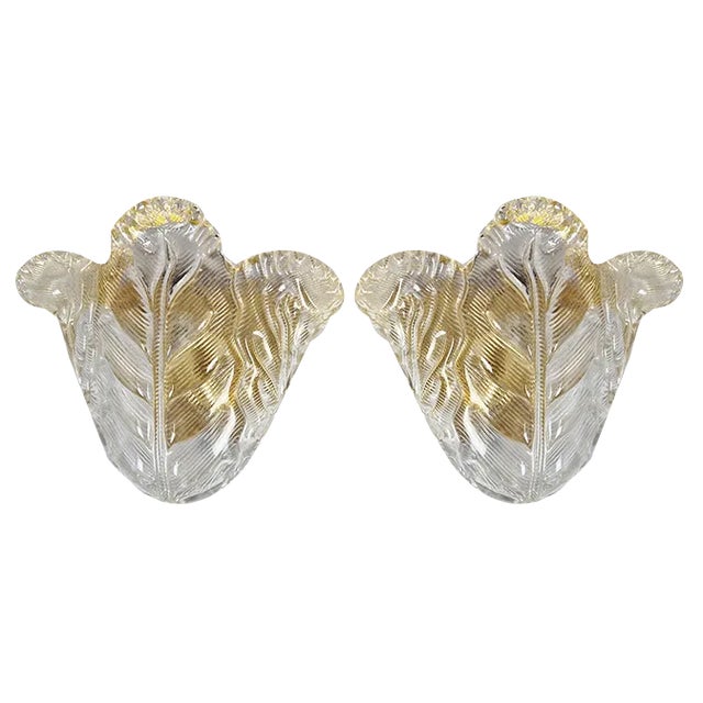 Murano Glass Wall Lights, 1950s, Set of 2 For Sale