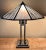 Metal Pair of Vintage Fredrick Ramond Art Deco Slag Glass Table Lamps Frank Lloyd Wright Style For Sale - Image 7 of 12