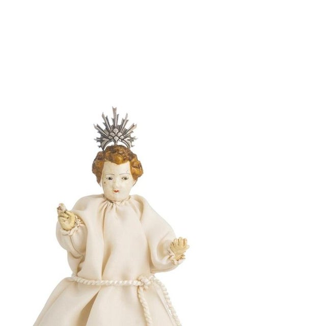 Religious Artist, Infant Jesus, 18th Century, Wood with Glass & Silver Details For Sale - Image 4 of 6
