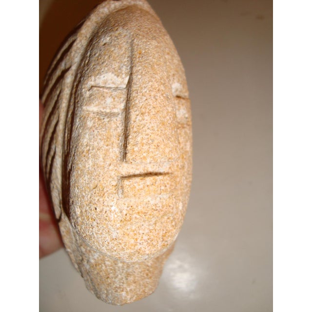 Mexican Mid 20th Century Limestone Figurine Head Maya Inc For Sale - Image 3 of 3