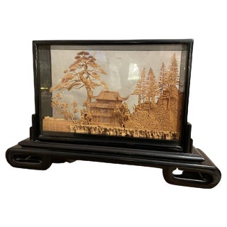 Vintage Chinese Cork Diorama, 1940s For Sale