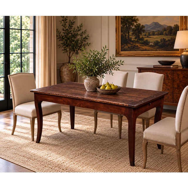 18th-Century French Louis XV Provincial Oak Library & Small Dining Table Dimensions: height 28in (71cm); width 59in...