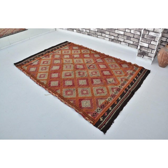Vintage Turkish Cicim Kilim For Sale - Image 4 of 10