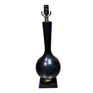 Mid Century Modern Black Ceramic Table Lamp Teardrop Shape Eames Era