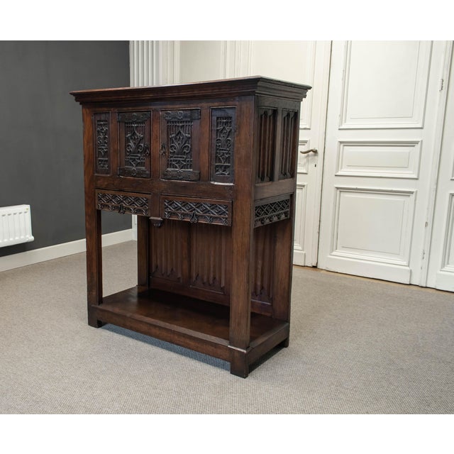 18th Century French Colonial Oak Cabinet with Gothic Elements For Sale - Image 6 of 12