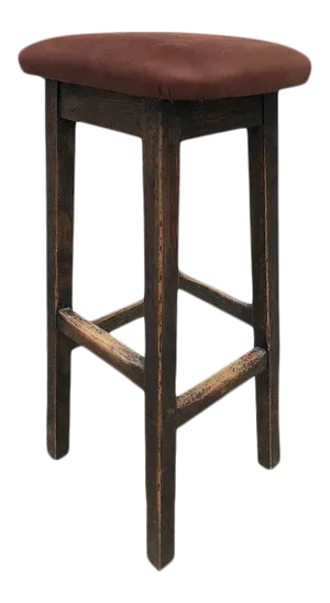 Custom Made Arts and Crafts Style Oak and Leather Upholstered Bar Stool