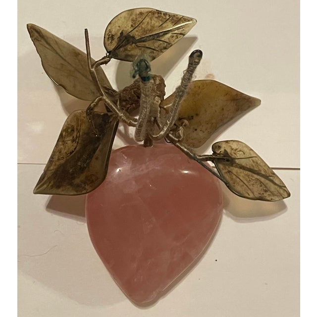 Asian Rose Quartz Carved Plum Fruit Hard Stone Leaves For Sale - Image 10 of 10