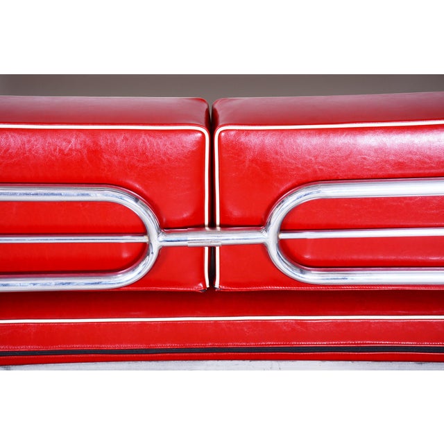 Bauhaus Sofa in Chrome and Leather attributed to Hynek Gottwald, Czech, 1930s For Sale - Image 11 of 12
