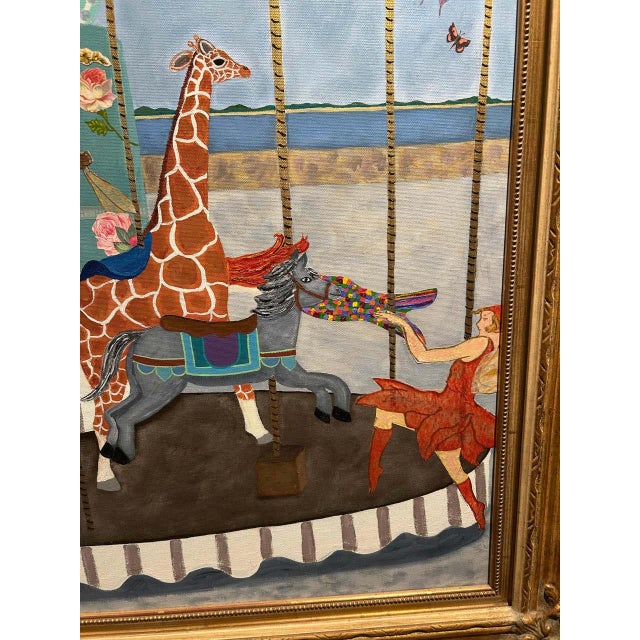 Monumental Painting & Collage of Whimsical Carousel in France For Sale In Philadelphia - Image 6 of 13