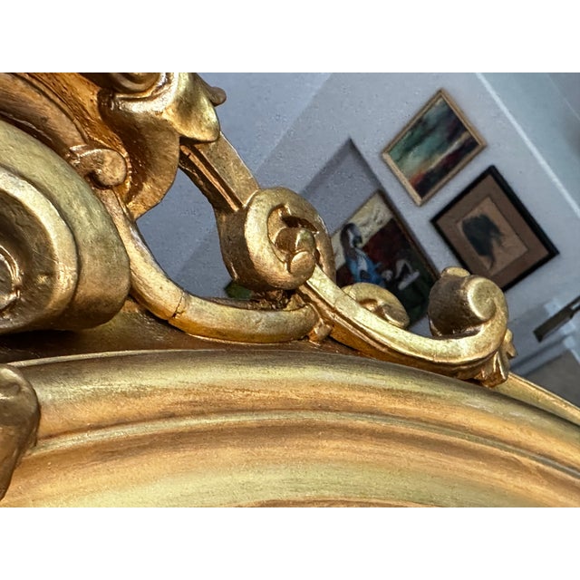 19th Century French Rococo Style Gold Gilt Arched Floor or Wall Mirror For Sale - Image 11 of 18