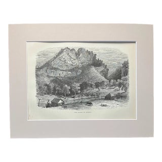 Antique 1874 Wood Engraving "The Cliffs of Seneca" West Virginia in 11x14 Mat For Sale