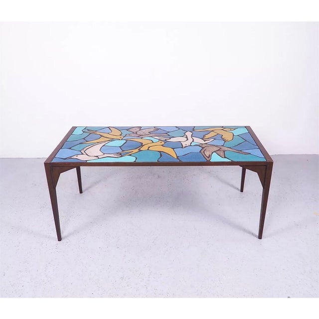 Vintage Metal Coffee Table in Ceramic Mosaic with Bird Motif, 1970s For Sale - Image 11 of 11