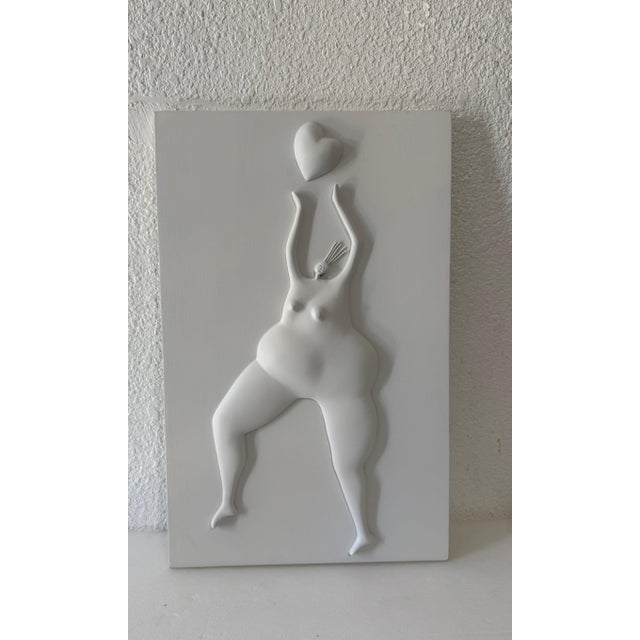 Wood Abigail Varela, Latin American Master Abigail Varela Sculpture Relief Plaque Woman with Heart, 2008 For Sale - Image 7 of 11