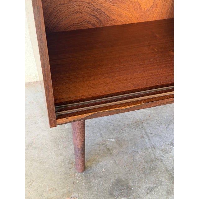 Brown Vintage Danish Rosewood Cabinet With Sliding Doors – Mid Century Modern Storage 1960s For Sale - Image 8 of 10