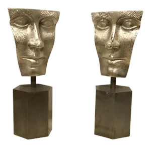 Arteriors Modern Fleming Face Metal Bookends Pair