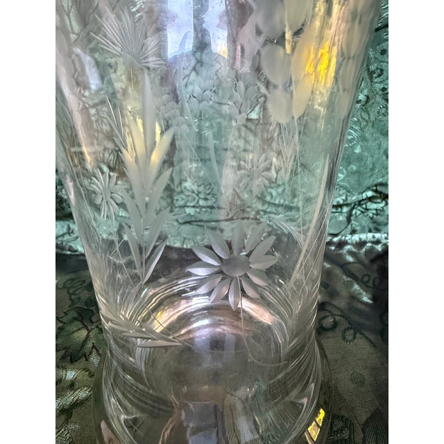 Etched Glass Crystal Top 1940's Decanter
