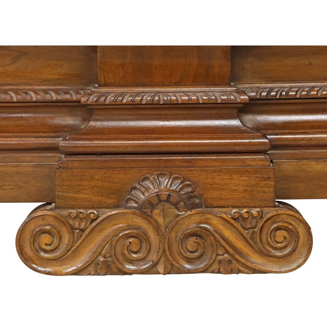 1900 - 1909 Antique Bookcase,Italian Renaissance Revival, Carved Walnut, Iron Doors, C. 1900 For Sale - Image 5 of 6