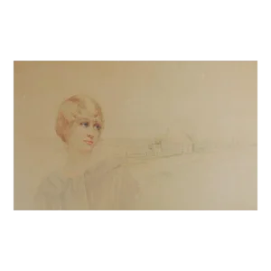 1920's Portrait of Woman Watercolor Painting