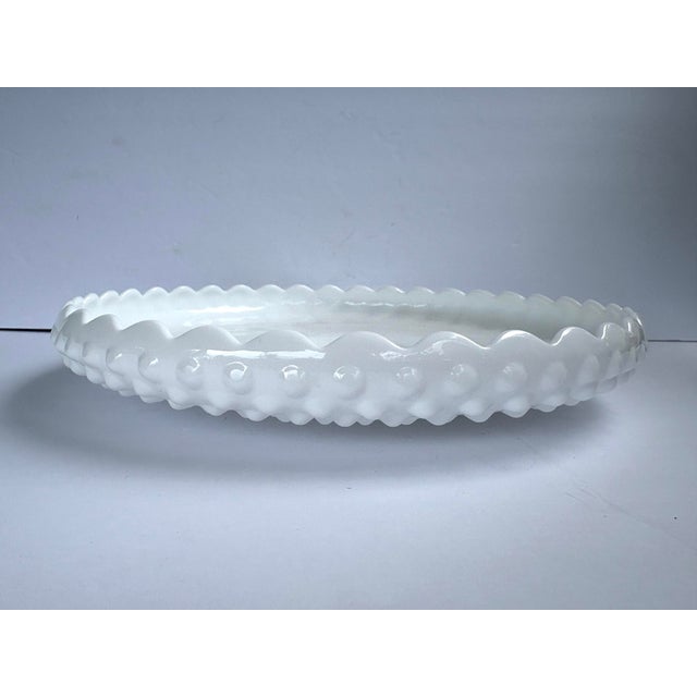 White Vintage Fenton White Hobnail Milk Glass Vase & Large Centerpiece Bowl – Set of 2 For Sale - Image 8 of 11