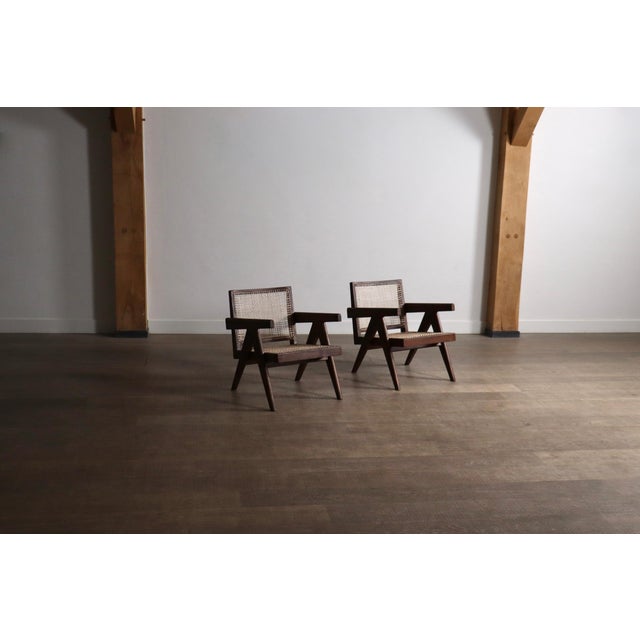 Lounge Chairs PJ-SI-29-A in Teak and Cane by Pierre Jeanneret, 1950s Set of 2 For Sale - Image 18 of 18
