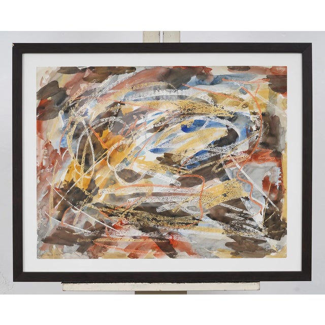 Beautiful abstract work done in what appears to be primarily watercolors, possible with gouache, combined with wax crayon...